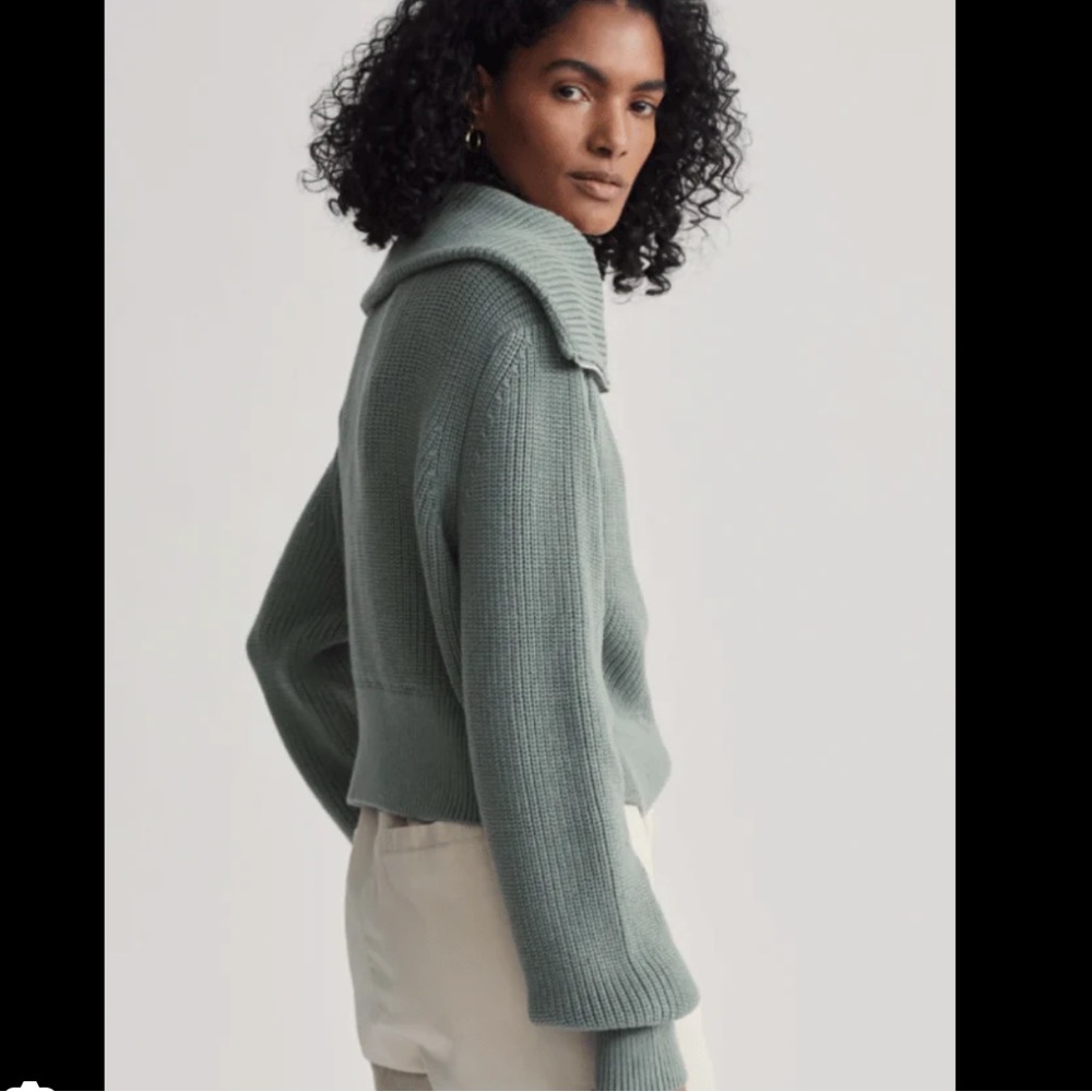 NWT VARLEY Mentone Half-Zip Knit Pullover in Lily Pad - Picture 3 of 5
